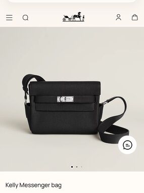 Hermes Noir Kelly Messenger Bag Togo calfskin